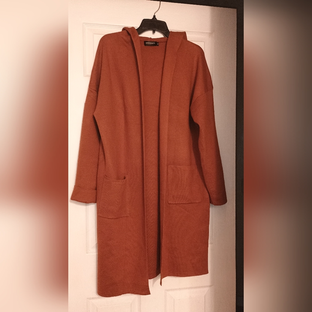 Chic Rust Orange Longline Coat - image 4